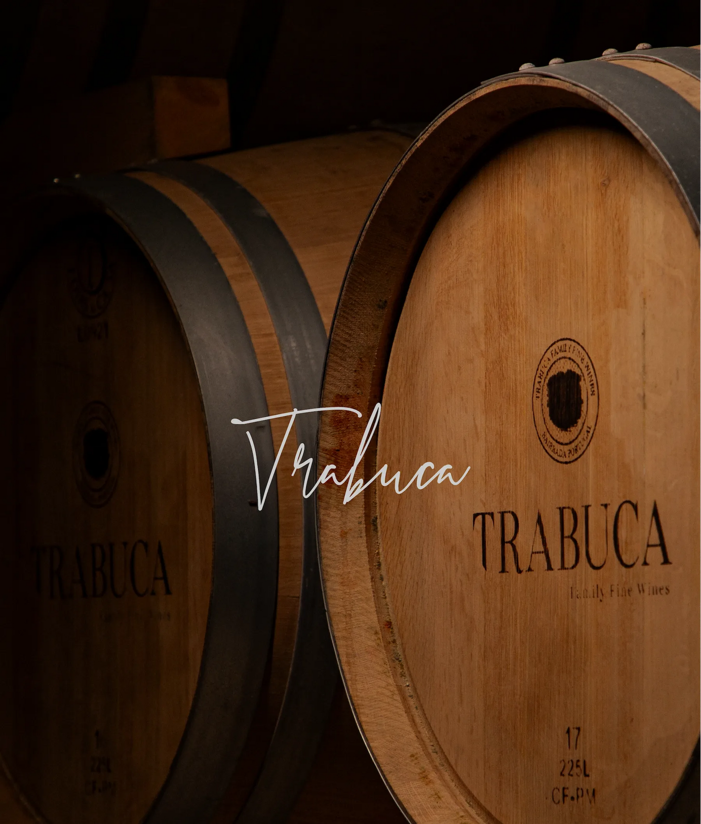 Barris de vinho Trabuca na adega, Bairrada